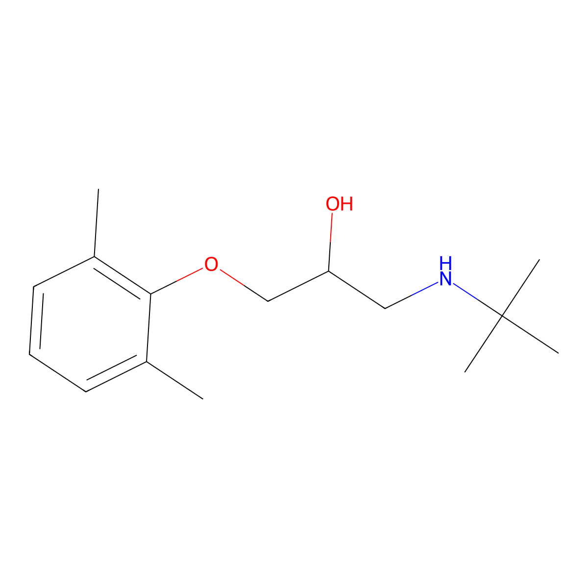 1-(Tert-butylamino)-3-(2,6-dimethylphenoxy)propan-2-ol molecular structure, CAS 64980-41-2