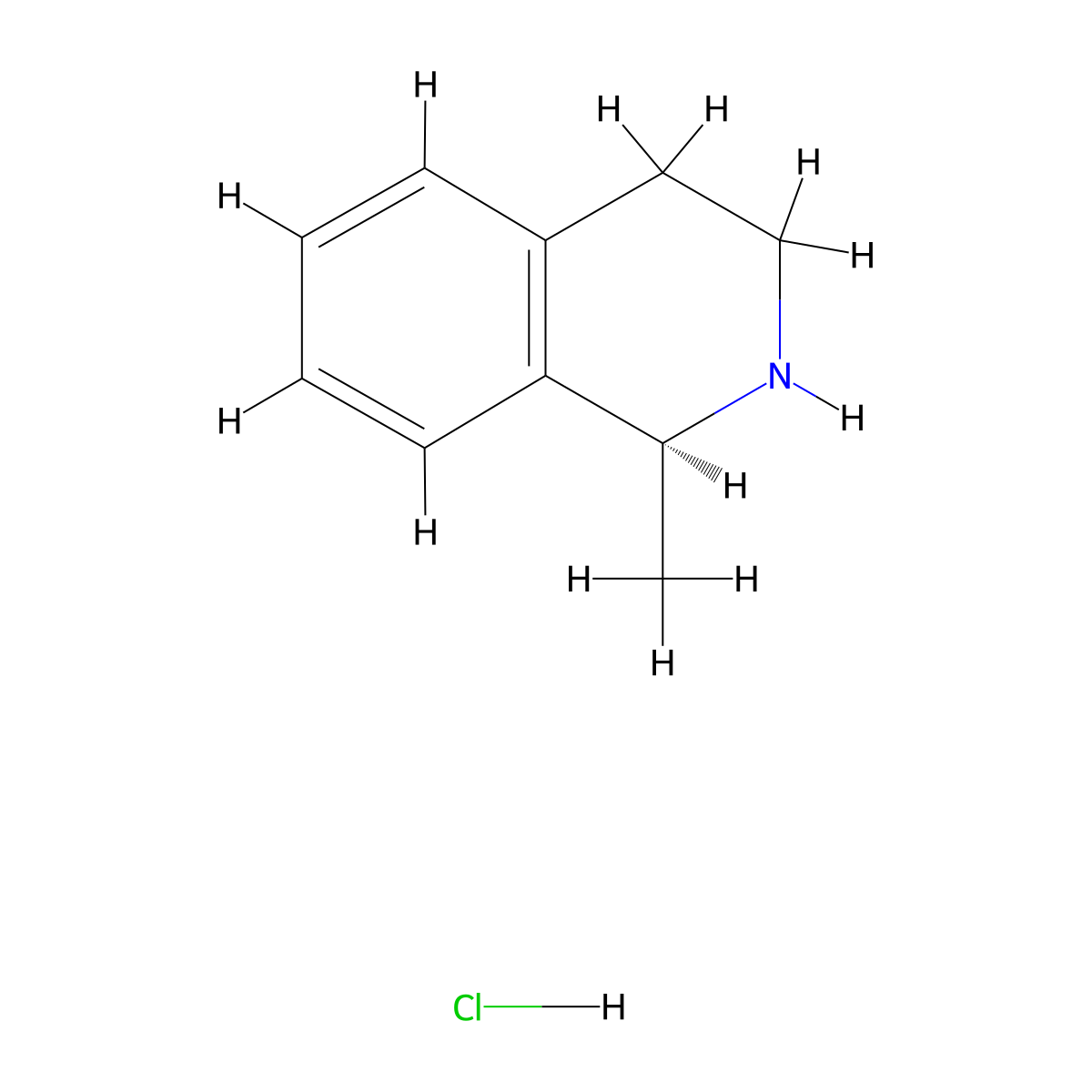 (S)-1-Methyl-1,2,3,4-tetrahydroisoquinoline hydrochloride molecular structure, CAS 64982-62-3