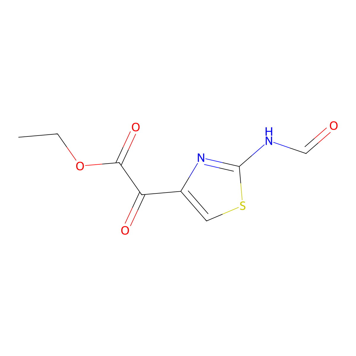 Ethyl 2-(formylamino)-alpha-oxo-4-thiazoleacetate molecular structure, CAS 64987-03-7