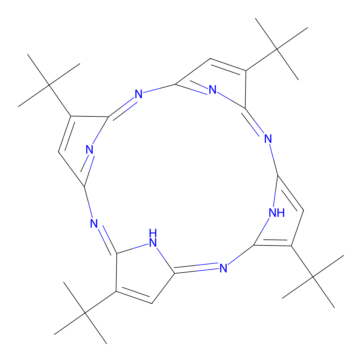 2,7,12,17-Tetra-tert-butyl-5,10,15,20-tetraaza-21H,23H-porphine molecular structure, CAS 64987-70-8