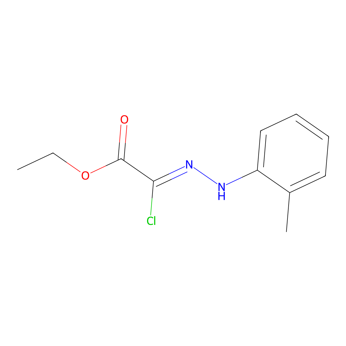Ethyl 2-chloro-2-[(2-methylphenyl)hydrazinylidene]acetate molecular structure, CAS 64989-46-4