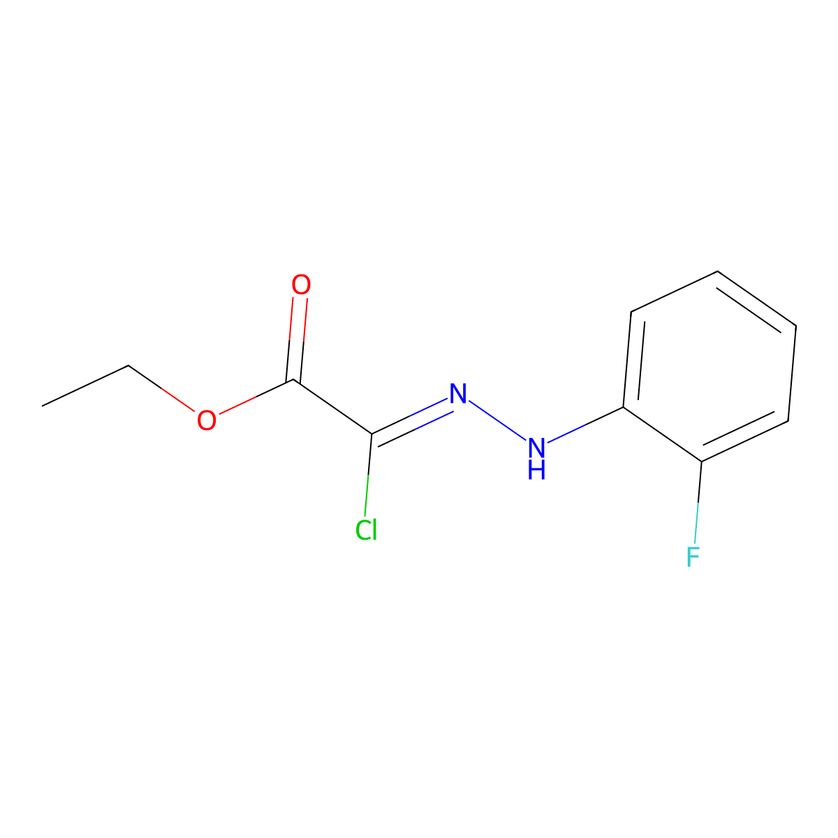 Ethyl chloro[2-(2-fluorophenyl)hydrazinylidene]acetate molecular structure, CAS 64989-74-8