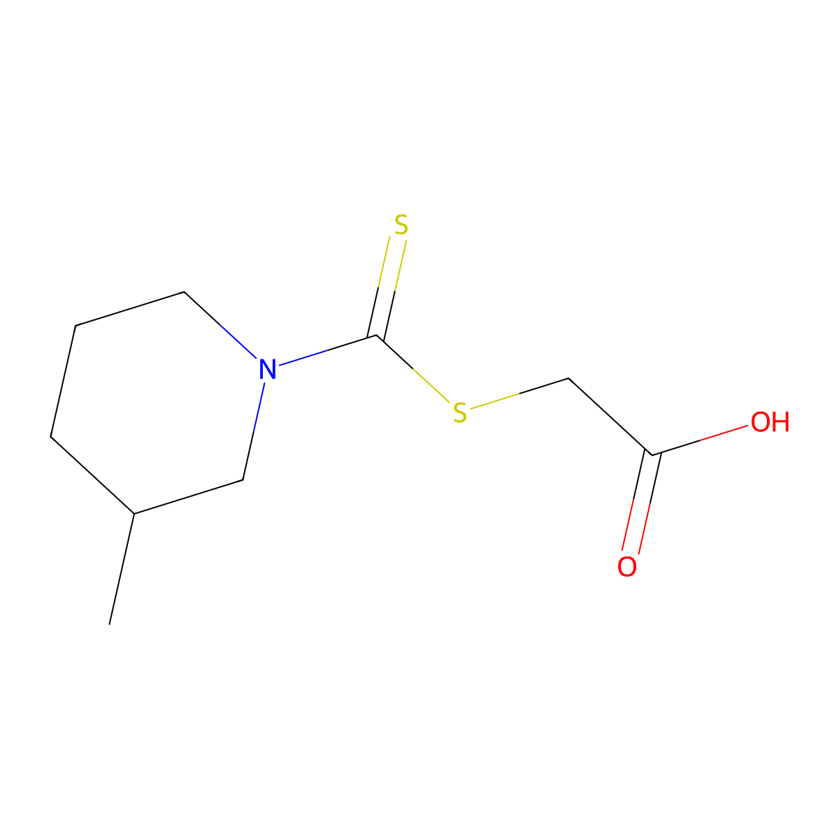 2-((3-Methylpiperidine-1-carbonothioyl)thio)acetic acid molecular structure, CAS 6499-11-2