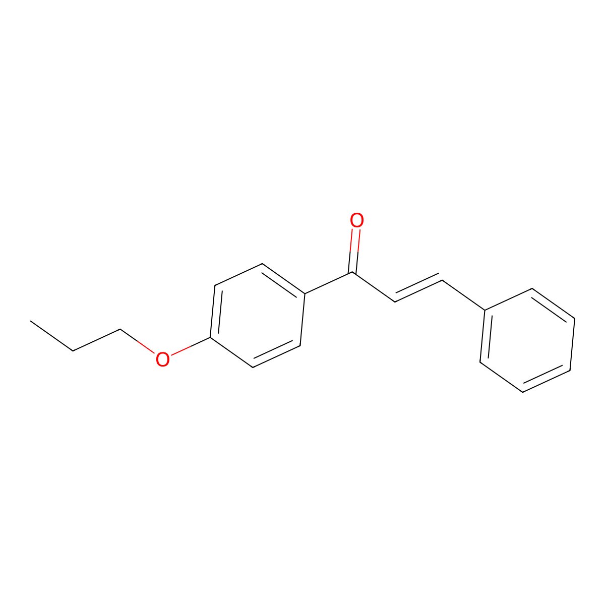 2-Propen-1-one, 3-phenyl-1-(4-propoxyphenyl)-, (E)- molecular structure, CAS 64990-86-9