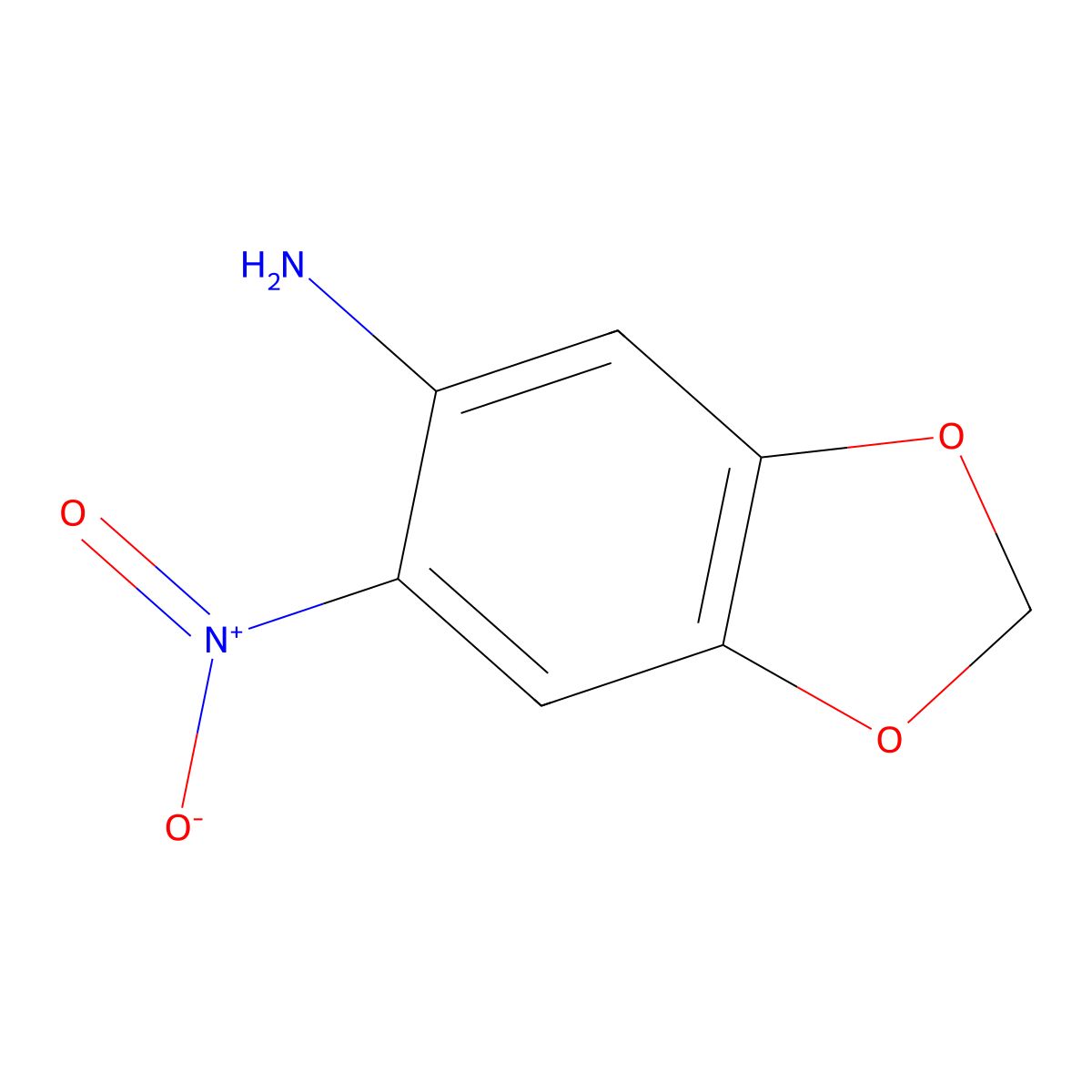 6-Nitro-1,3-benzodioxol-5-amine molecular structure, CAS 64993-07-3