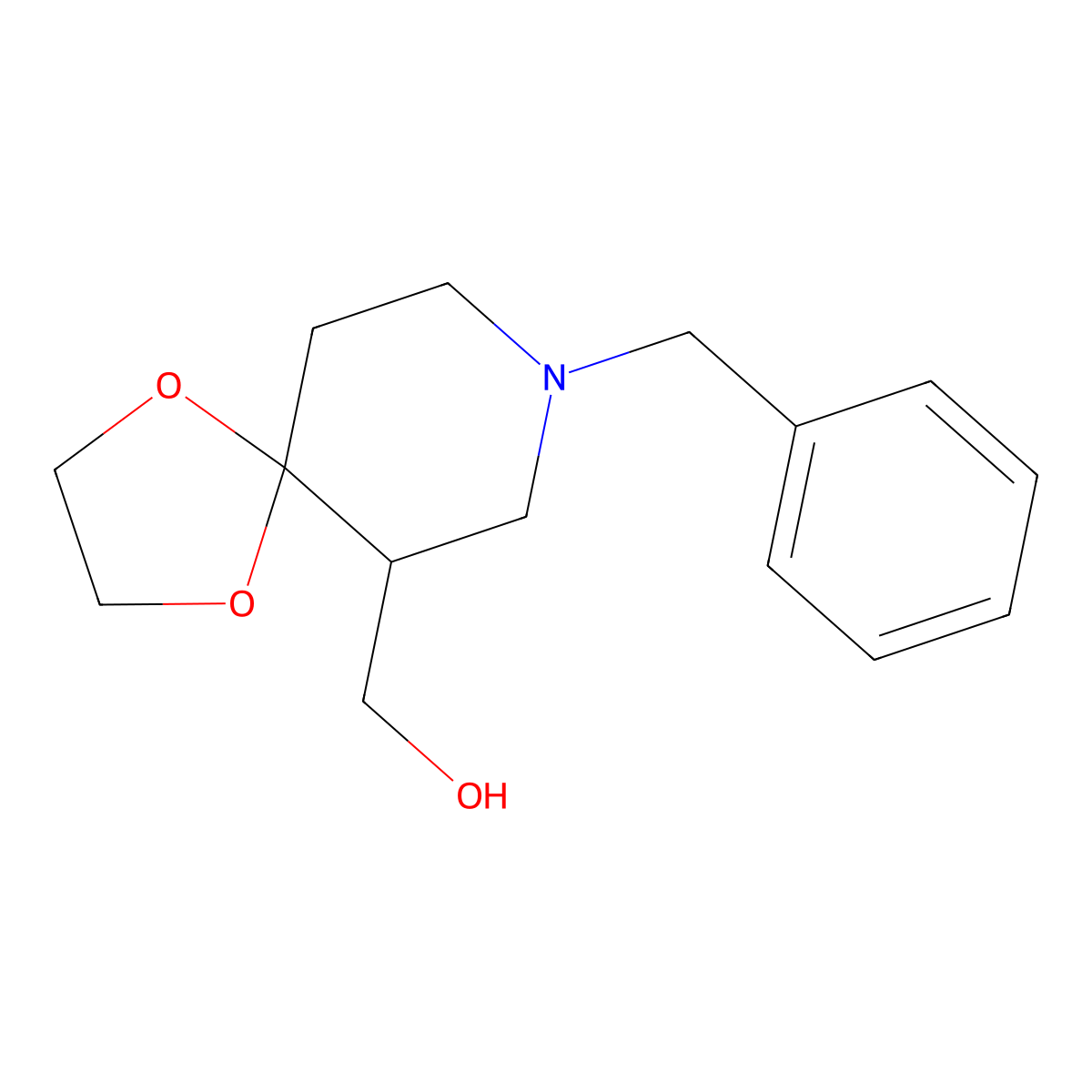 (8-Benzyl-1,4-dioxa-8-aza-spiro(4.5)dec-6-YL)-methanol molecular structure, CAS 64996-15-2