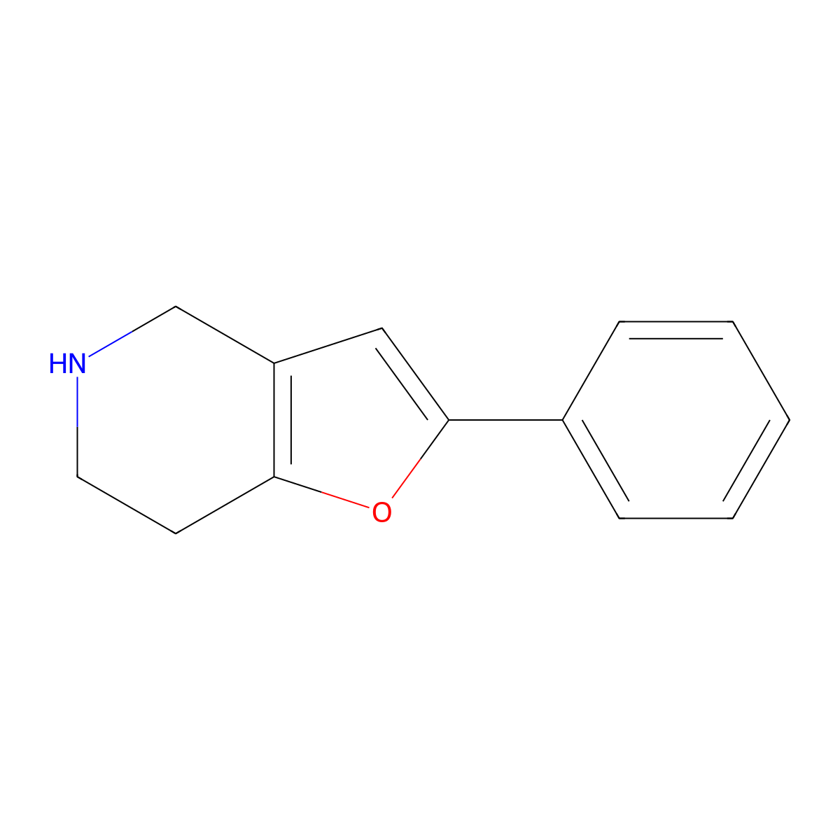 2-Phenyl-4,5,6,7-tetrahydrofuro[3,2-c]pyridine molecular structure, CAS 64996-25-4