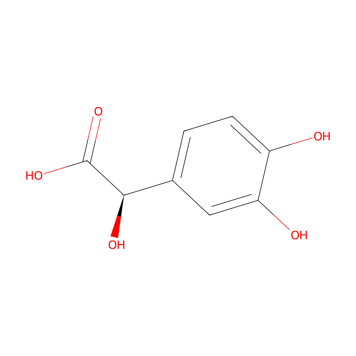 3,4-Dihydroxymandelic acid, (R)- molecular structure, CAS 64998-15-8