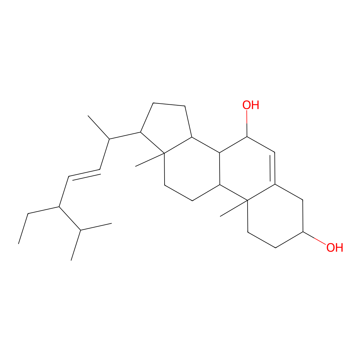 17-(5-ethyl-6-methylhept-3-en-2-yl)-10,13-dimethyl-2,3,4,7,8,9,11,12,14,15,16,17-dodecahydro-1H-cyclopenta[a]phenanthrene-3,7-diol molecular structure, CAS 64998-19-2