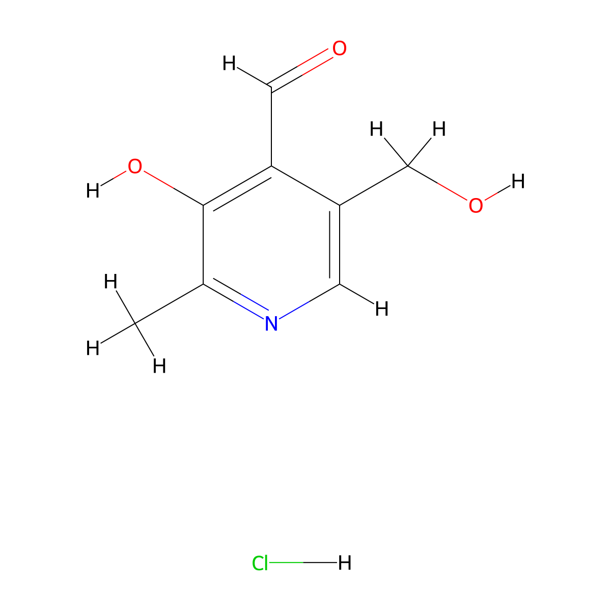 Pyridoxal hydrochloride molecular structure, CAS 65-22-5