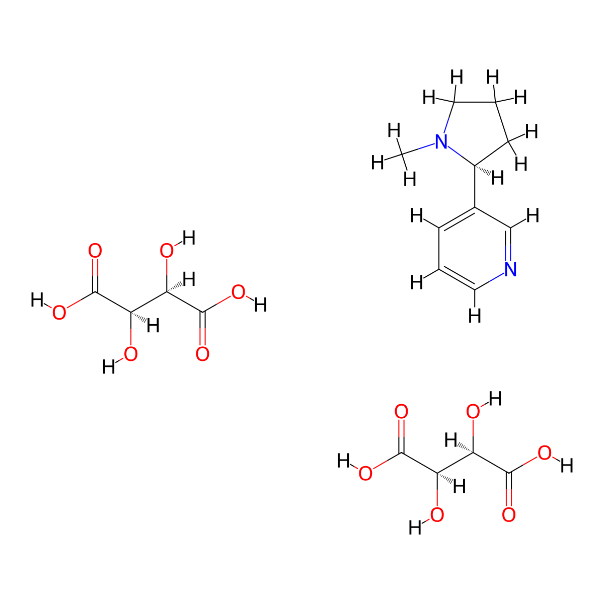 (-)-Nicotine hydrogen (+)-tartrate molecular structure, CAS 65-31-6