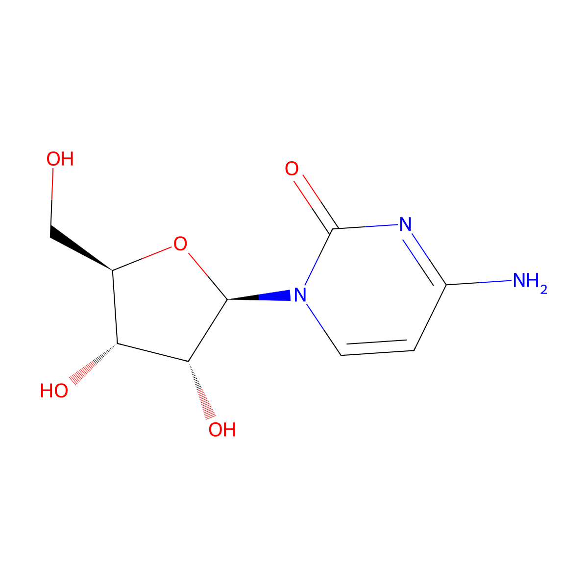 Cytidine molecular structure, CAS 65-46-3