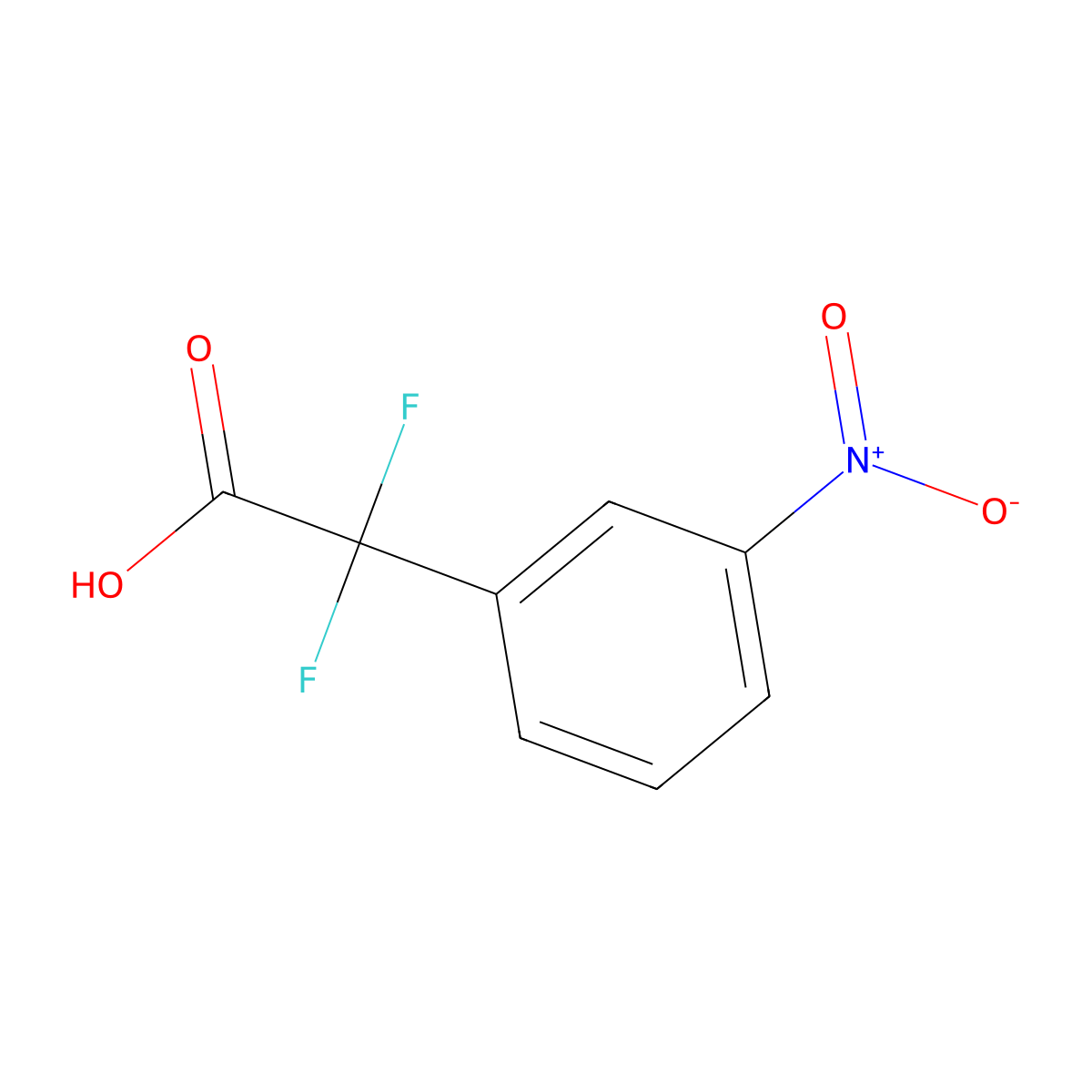 2,2-Difluoro-2-(3-nitrophenyl)acetic acid molecular structure, CAS 650-93-1