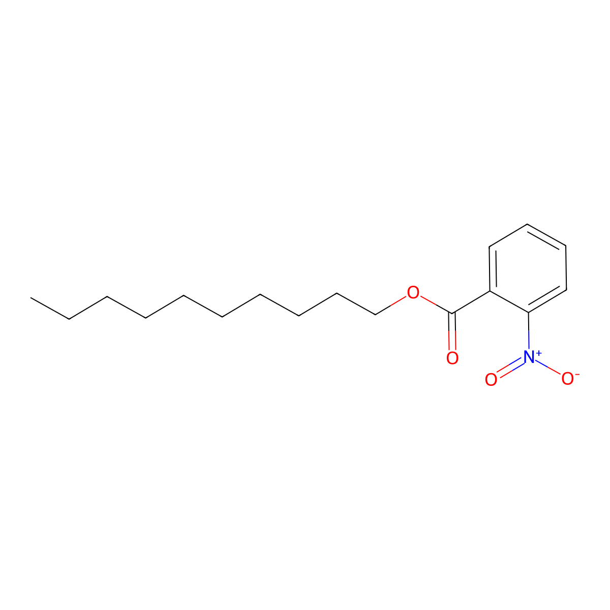 Decyl 2-nitrobenzoate molecular structure, CAS 6500-28-3