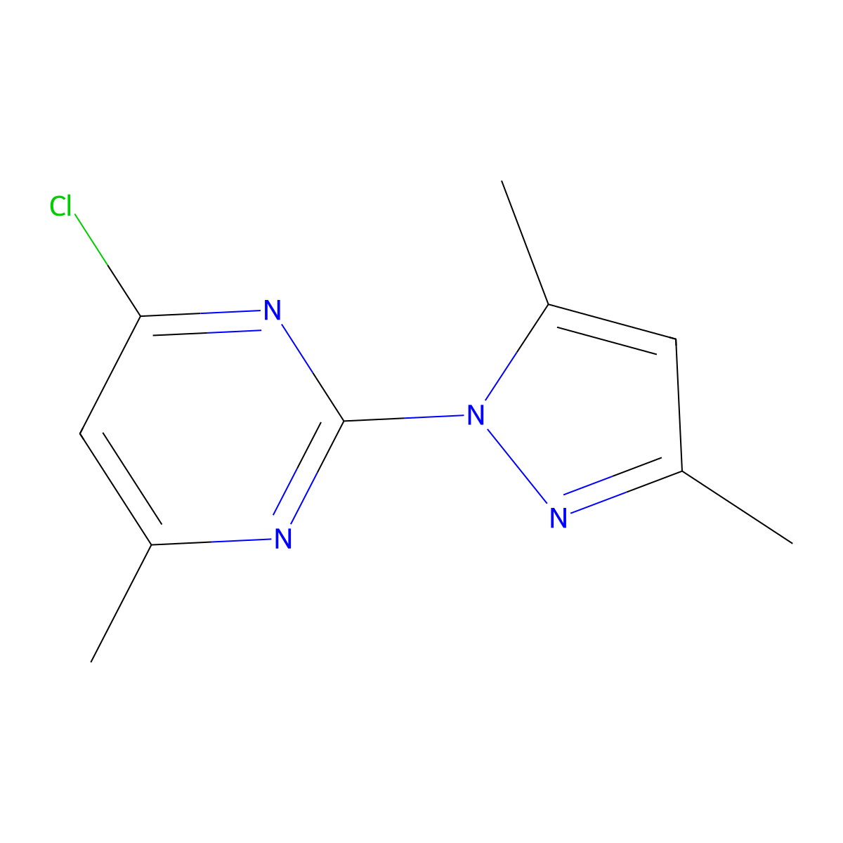 4-chloro-2-(3,5-dimethyl-1H-pyrazol-1-yl)-6-methylpyrimidine molecular structure, CAS 65004-43-5