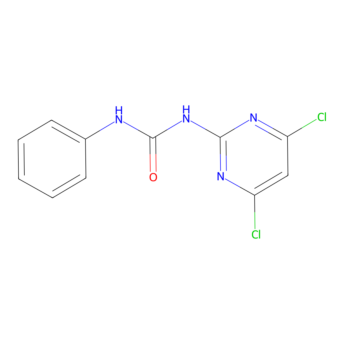 1-(4,6-Dichloropyrimidin-2-yl)-3-phenylurea molecular structure, CAS 65004-55-9