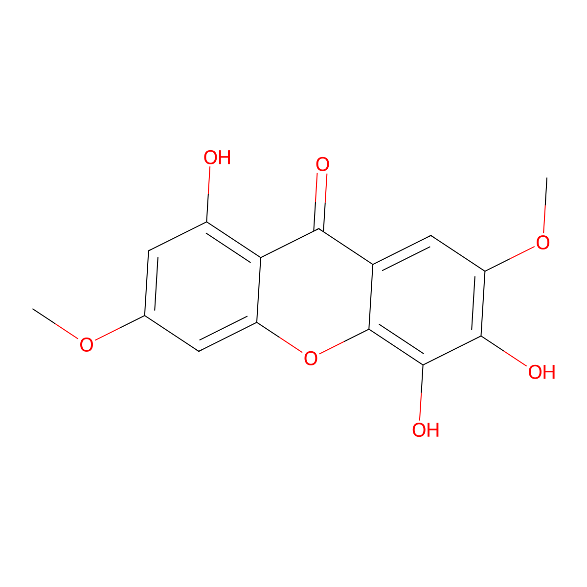 1,5,6-Trihydroxy-3,7-dimethoxyxanthone molecular structure, CAS 65008-02-8