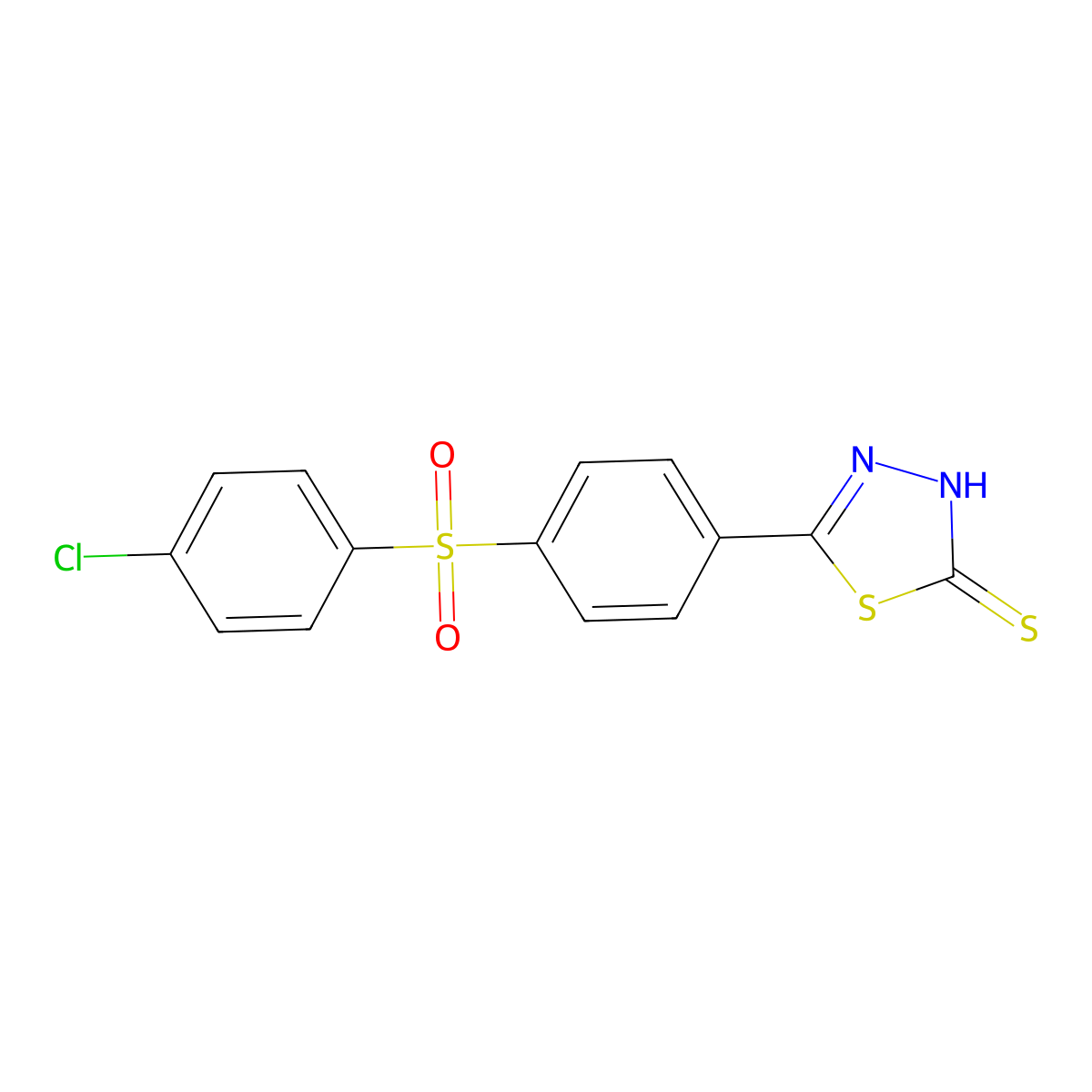 5-[4-(4-chlorophenyl)sulfonylphenyl]-3H-1,3,4-thiadiazole-2-thione molecular structure, CAS 6501-04-8