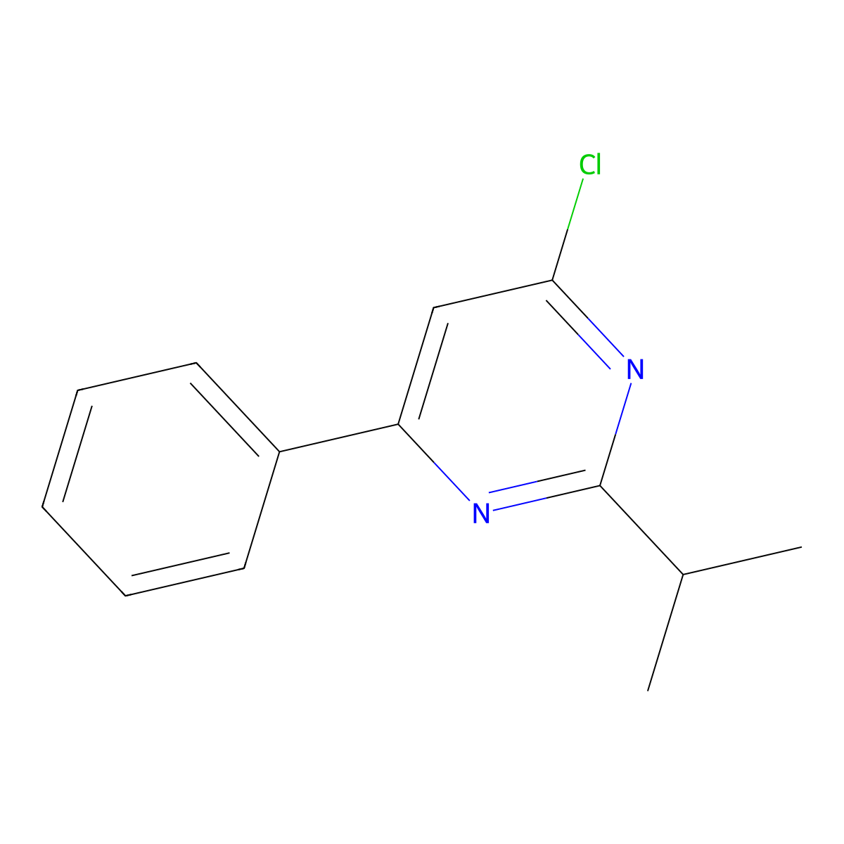 4-Chloro-2-isopropyl-6-phenylpyrimidine molecular structure, CAS 65010-24-4