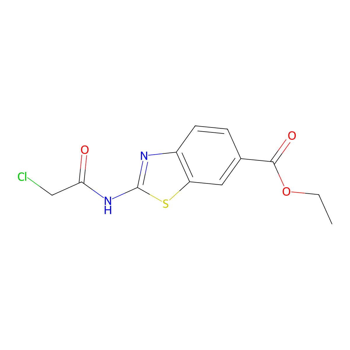 Ethyl 2-(2-chloroacetamido)-1,3-benzothiazole-6-carboxylate molecular structure, CAS 65010-89-1