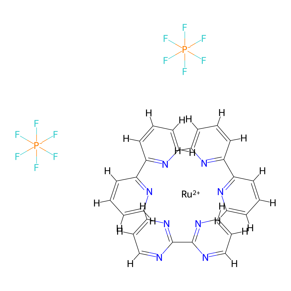 Bis (2,2'-bipyridyl) (2,2'-bipyrimidine) ruthenium hexafluorophosphate molecular structure, CAS 65013-23-2