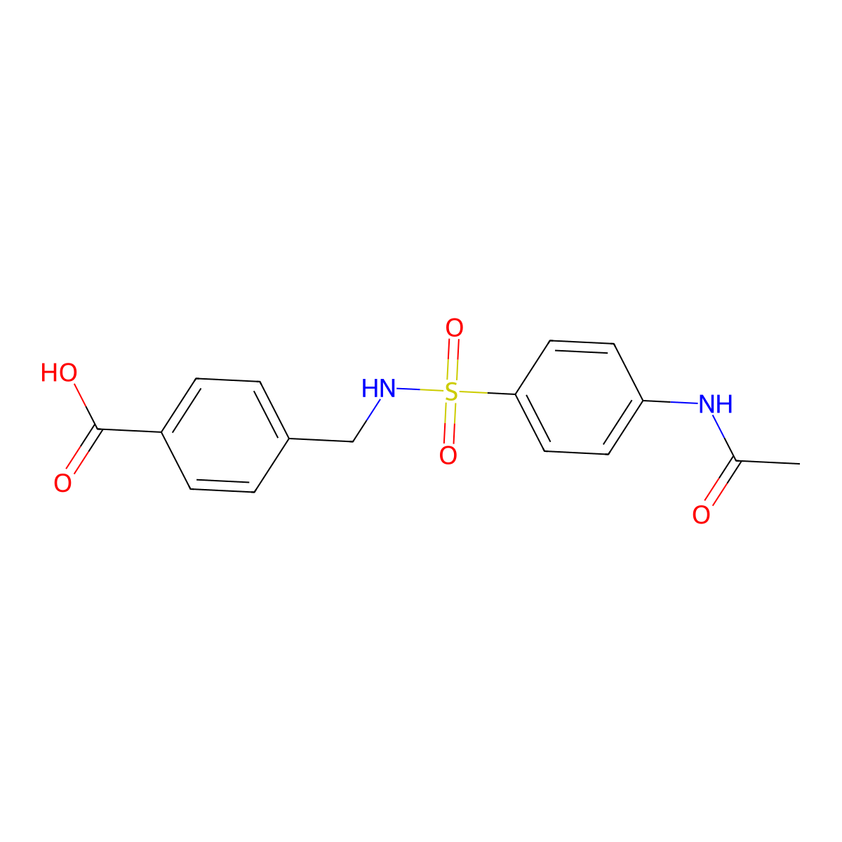 4-[({[4-(Acetylamino)phenyl]sulfonyl}amino)methyl]benzoic acid molecular structure, CAS 65019-55-8