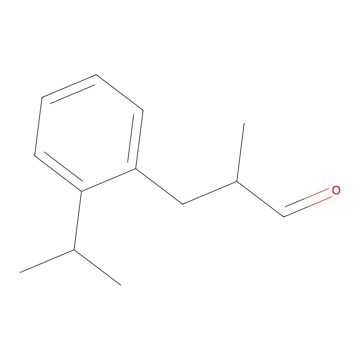 Benzenepropanal, alpha-methyl-2-(1-methylethyl)- molecular structure, CAS 6502-20-1