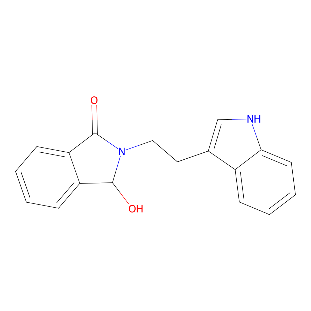 3-Hydroxy-2-[2-(1H-indol-3-yl)ethyl]-2,3-dihydro-1H-isoindol-1-one molecular structure, CAS 65020-18-0