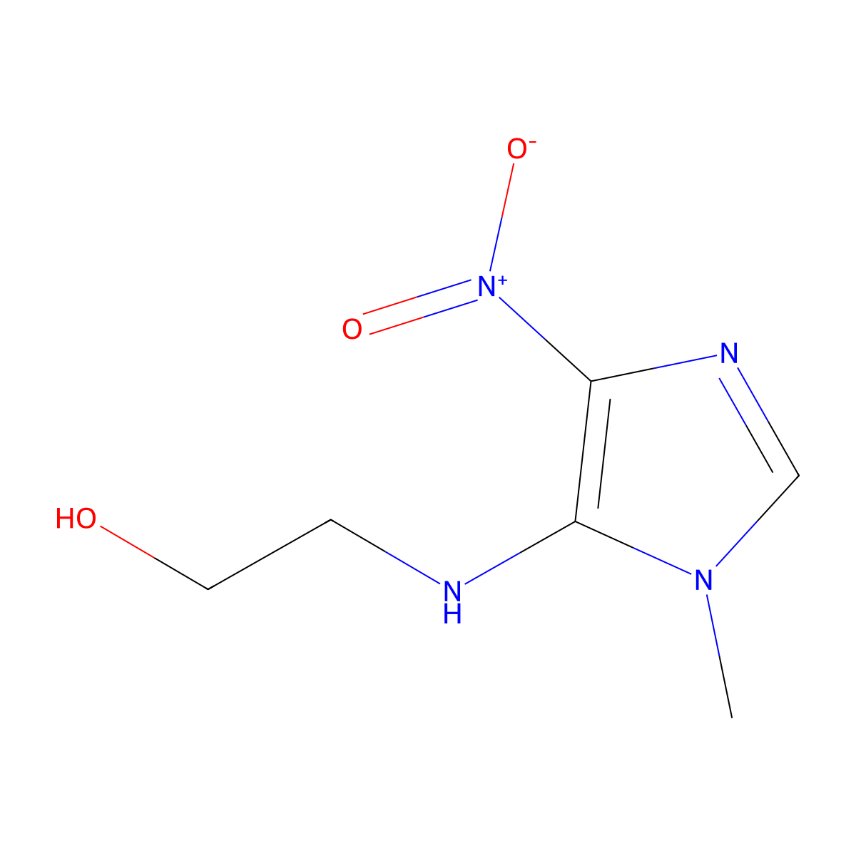 2-[(3-Methyl-5-nitroimidazol-4-yl)amino]ethanol molecular structure, CAS 65020-24-8