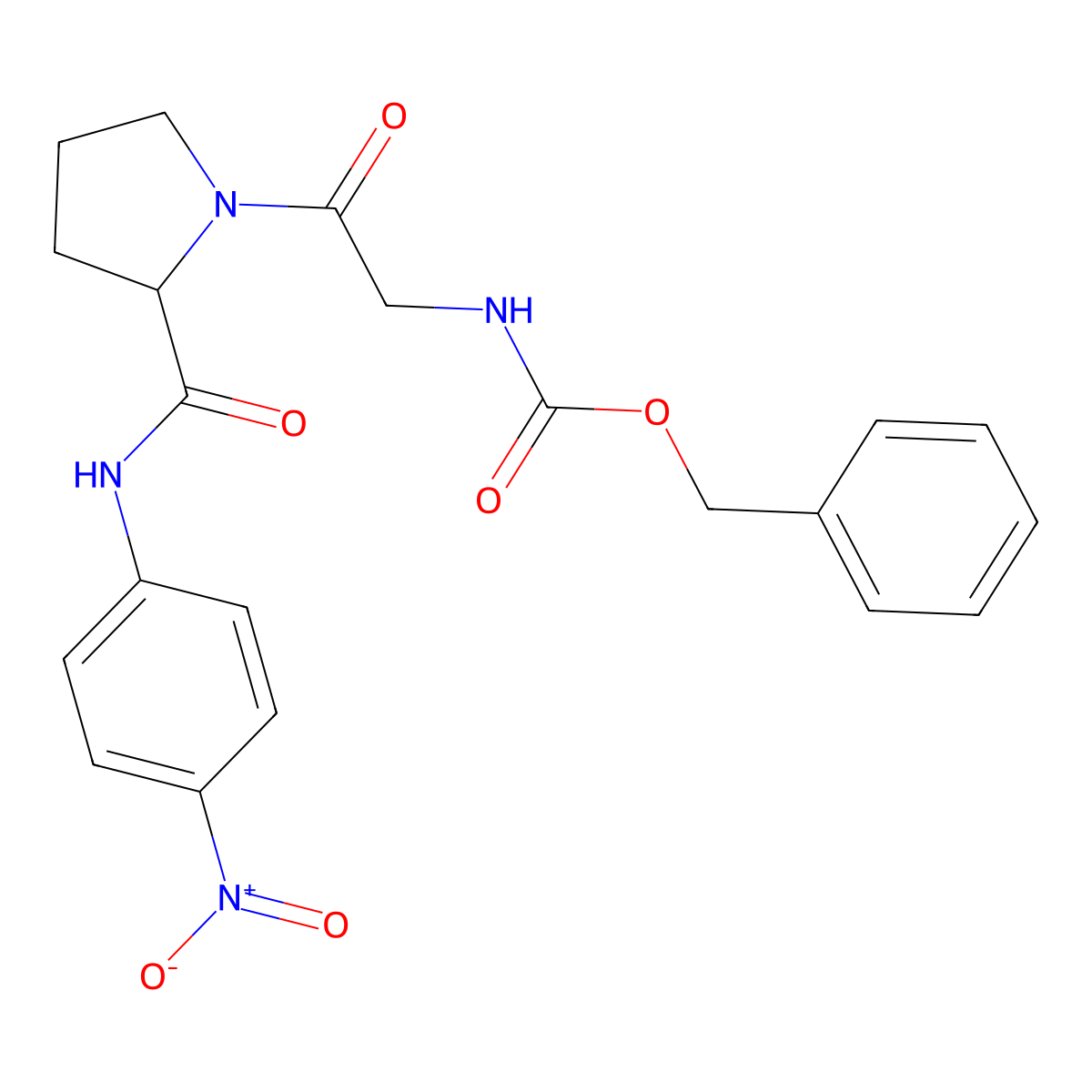N-((Benzyloxy)carbonyl)glycyl-N-(4-nitrophenyl)-L-prolinamide molecular structure, CAS 65022-15-3
