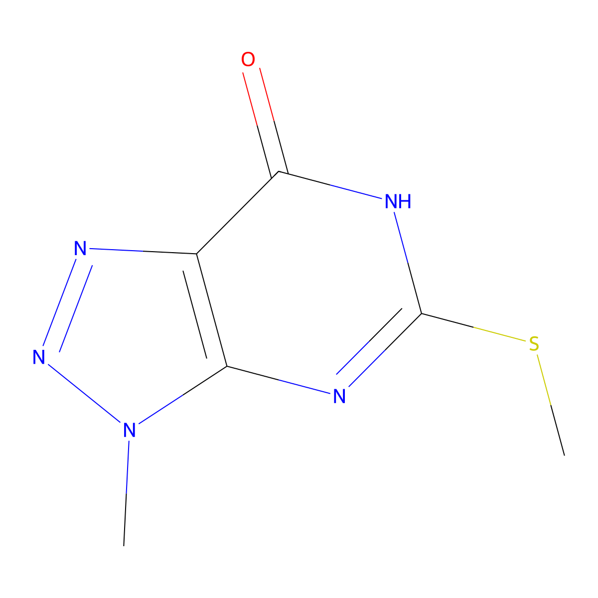 3-Methyl-5-(methylthio)-3H-[1,2,3]triazolo[4,5-d]pyrimidin-7(6H)-one molecular structure, CAS 65023-35-0