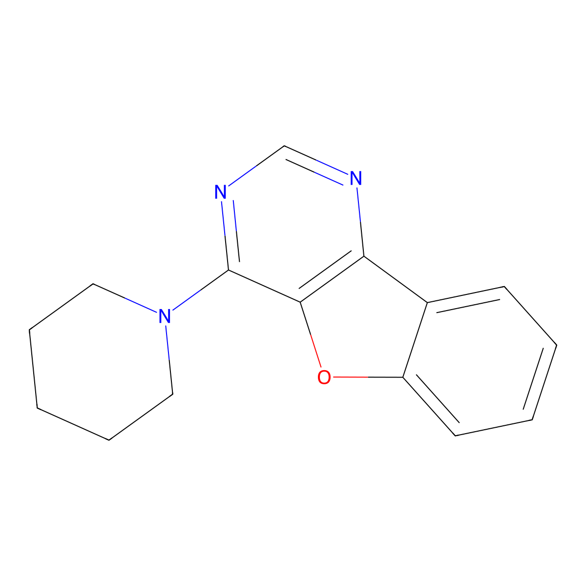 6-(Piperidin-1-yl)-8-oxa-3,5-diazatricyclo[7.4.0.0^{2,7}]trideca-1(9),2(7),3,5,10,12-hexaene molecular structure, CAS 65023-79-2