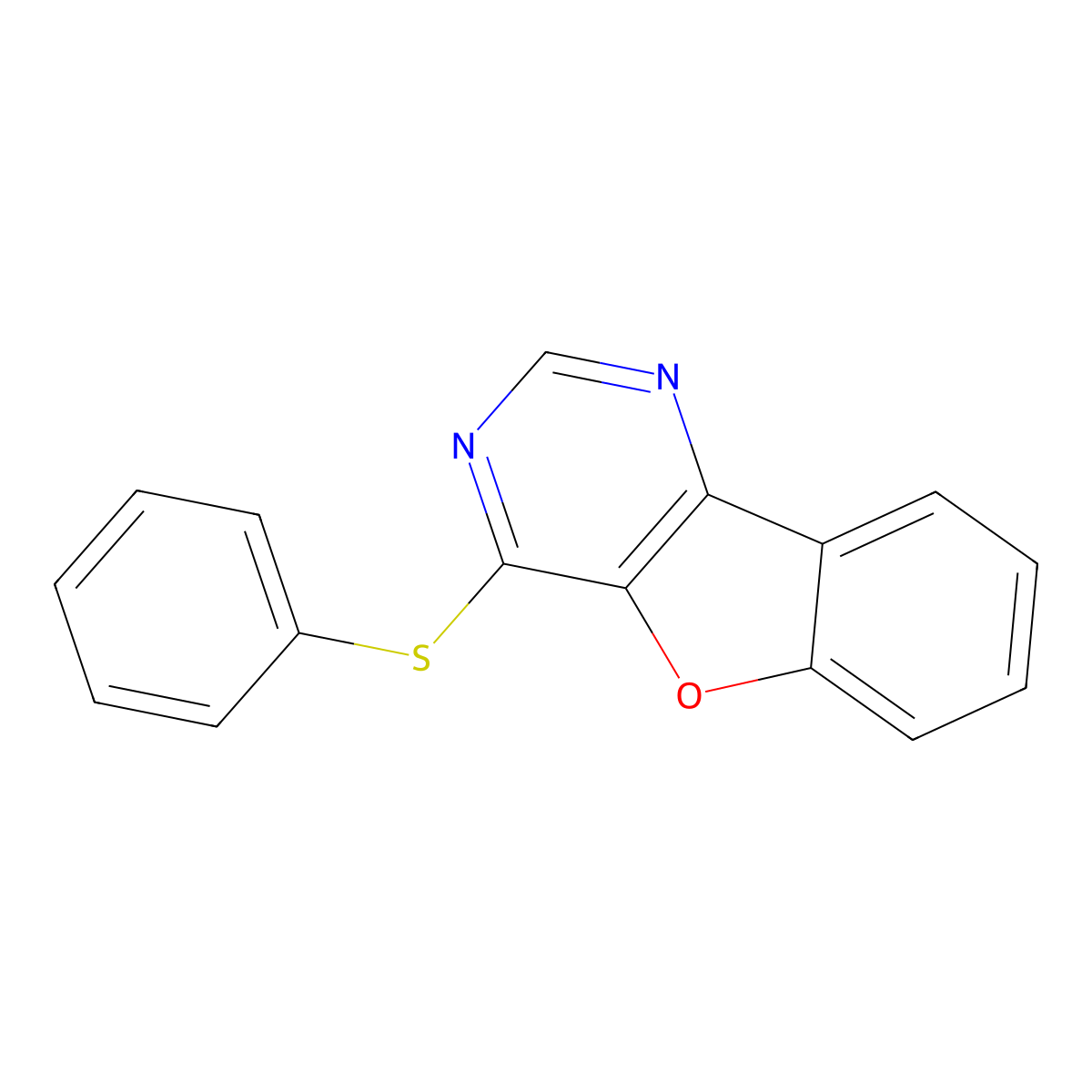 4-Phenylsulfanyl-[1]benzofuro[3,2-d]pyrimidine molecular structure, CAS 65023-97-4