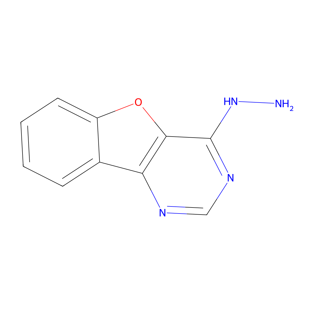 6-Hydrazinyl-8-oxa-3,5-diazatricyclo(7.4.0.0,2,7)trideca-1(9),2(7),3,5,10,12-hexaene molecular structure, CAS 65024-00-2