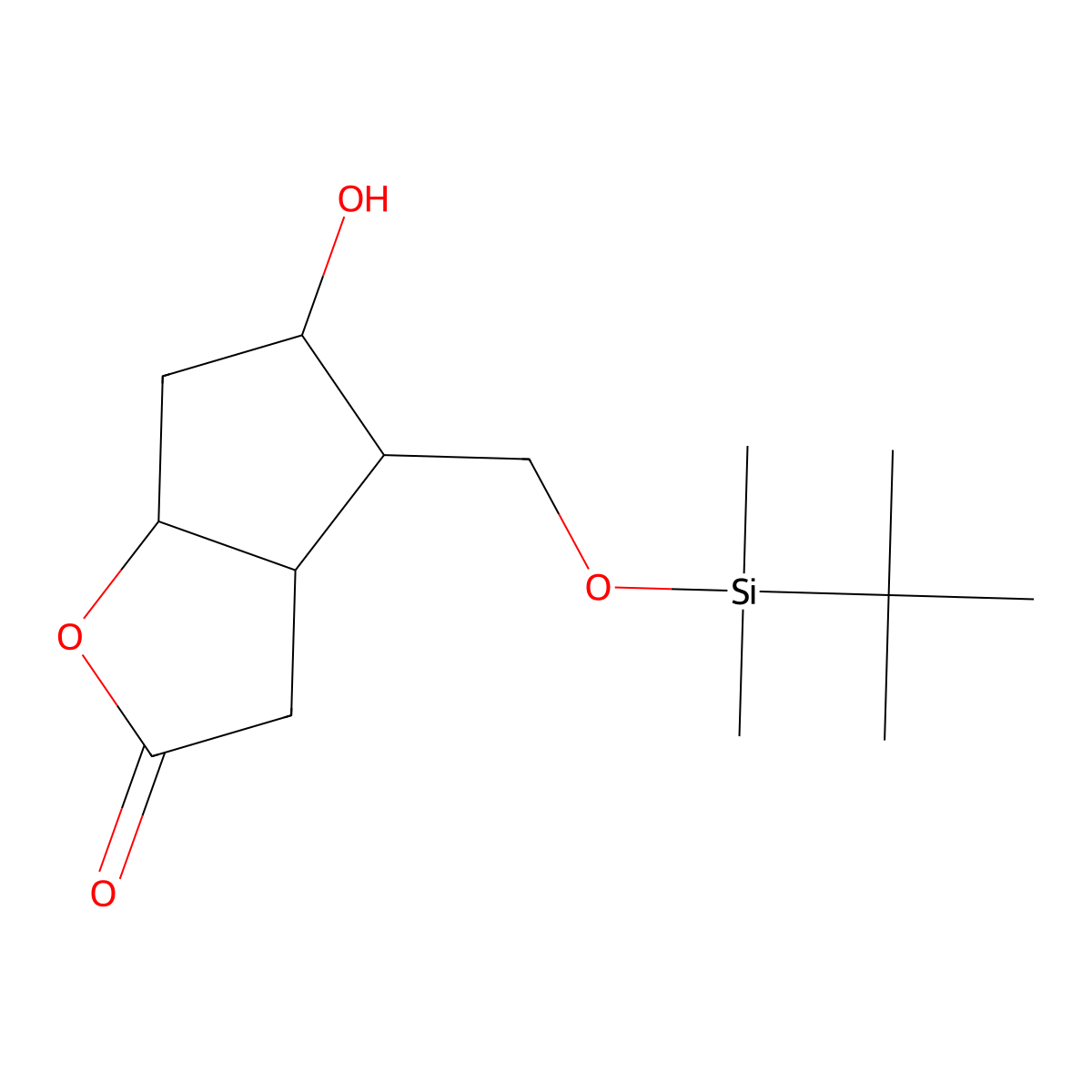 (3aR,4S,5R,6aS)-4-(tert-Butyldimethylsilyloxy)methyl-5-hydroxy-hexahydro-2H-cyclopenta[b]furan-2-one molecular structure, CAS 65025-94-7