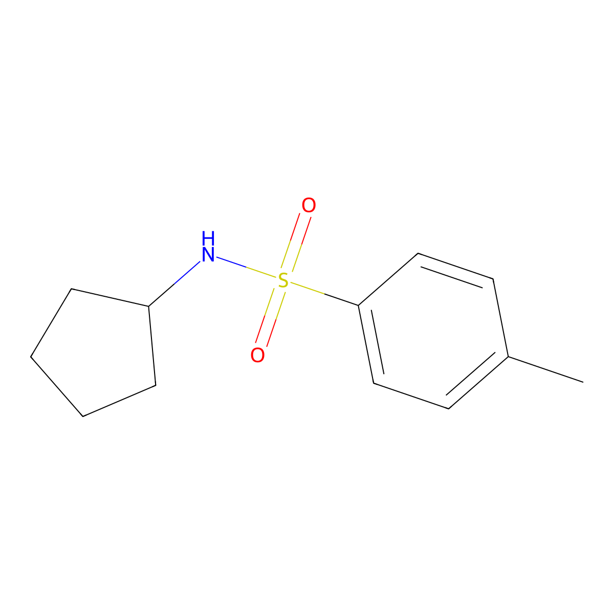 N-cyclopentyl-4-methylbenzene-1-sulfonamide molecular structure, CAS 65032-48-6