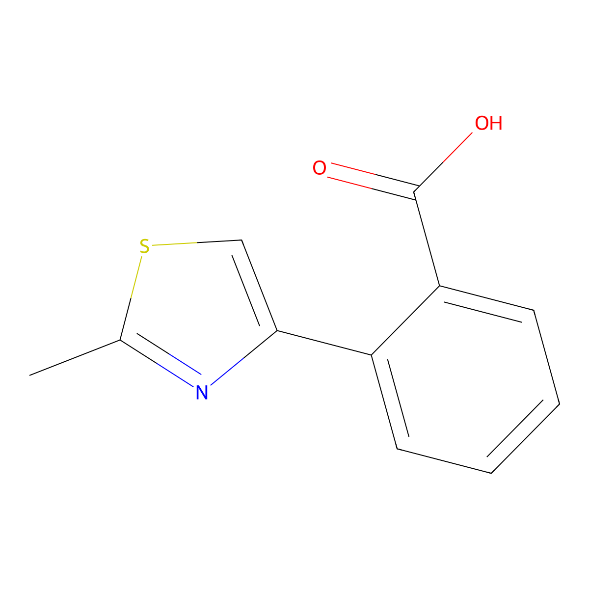 2-(2-Methyl-1,3-thiazol-4-yl)benzoic acid molecular structure, CAS 65032-66-8