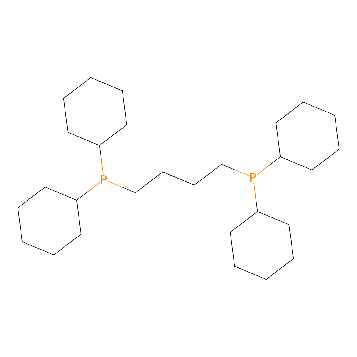 1,4-Bis(dicyclohexylphosphino)butane molecular structure, CAS 65038-36-0