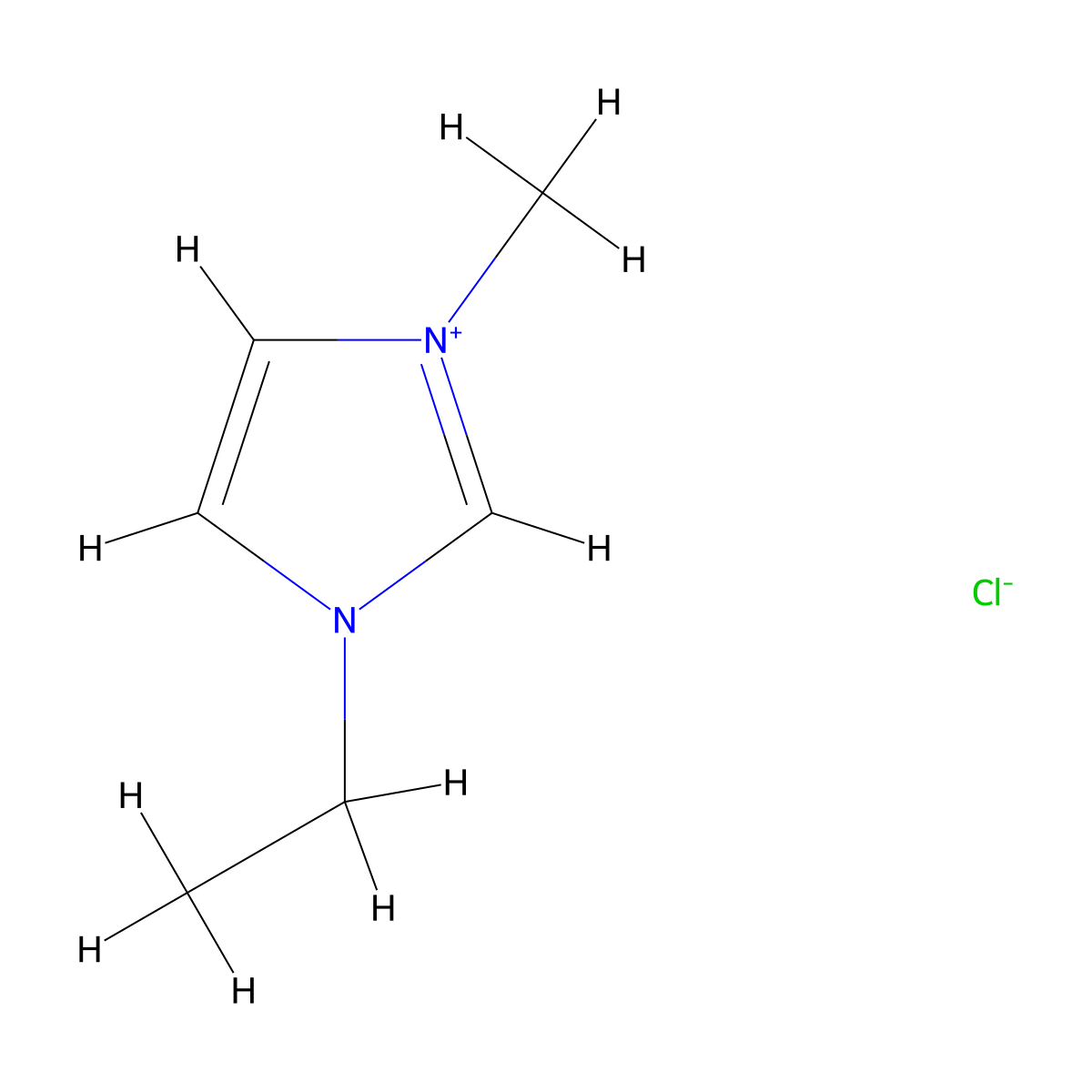 1-Ethyl-3-methylimidazolium chloride molecular structure, CAS 65039-09-0