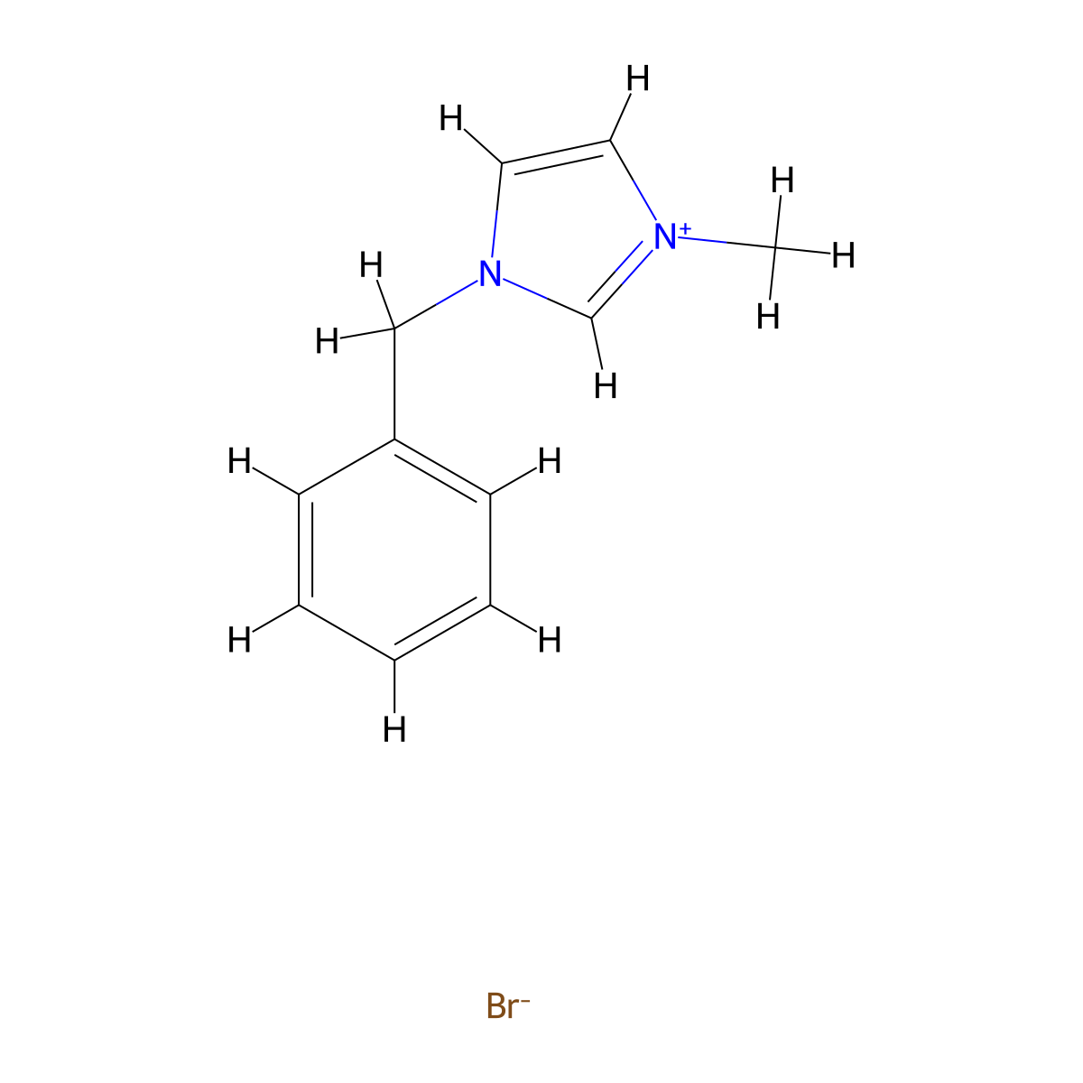 1-Benzyl-3-methylimidazolium bromide molecular structure, CAS 65039-11-4
