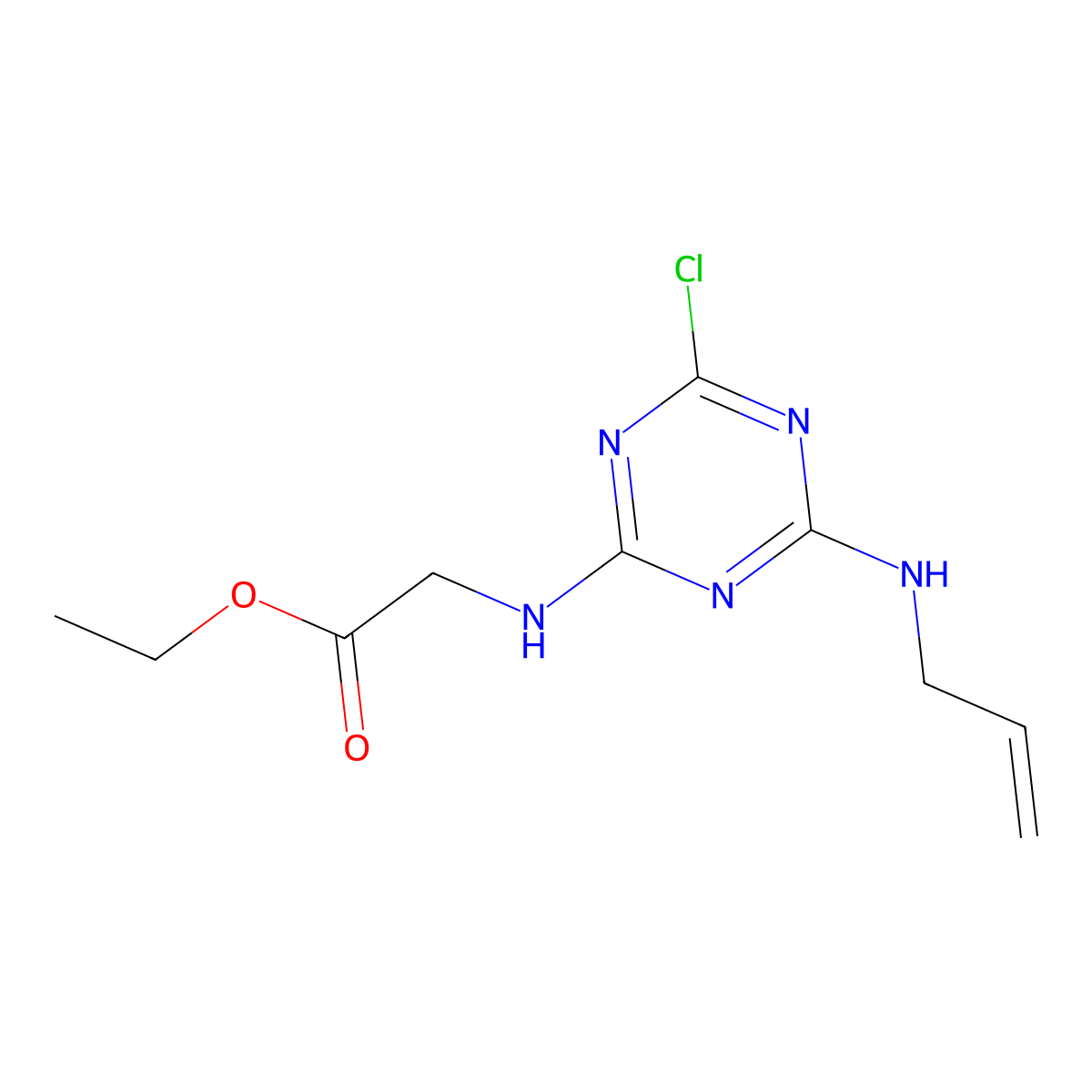 Ethyl 2-[[4-chloro-6-(prop-2-enylamino)-1,3,5-triazin-2-yl]amino]acetate molecular structure, CAS 6504-88-7
