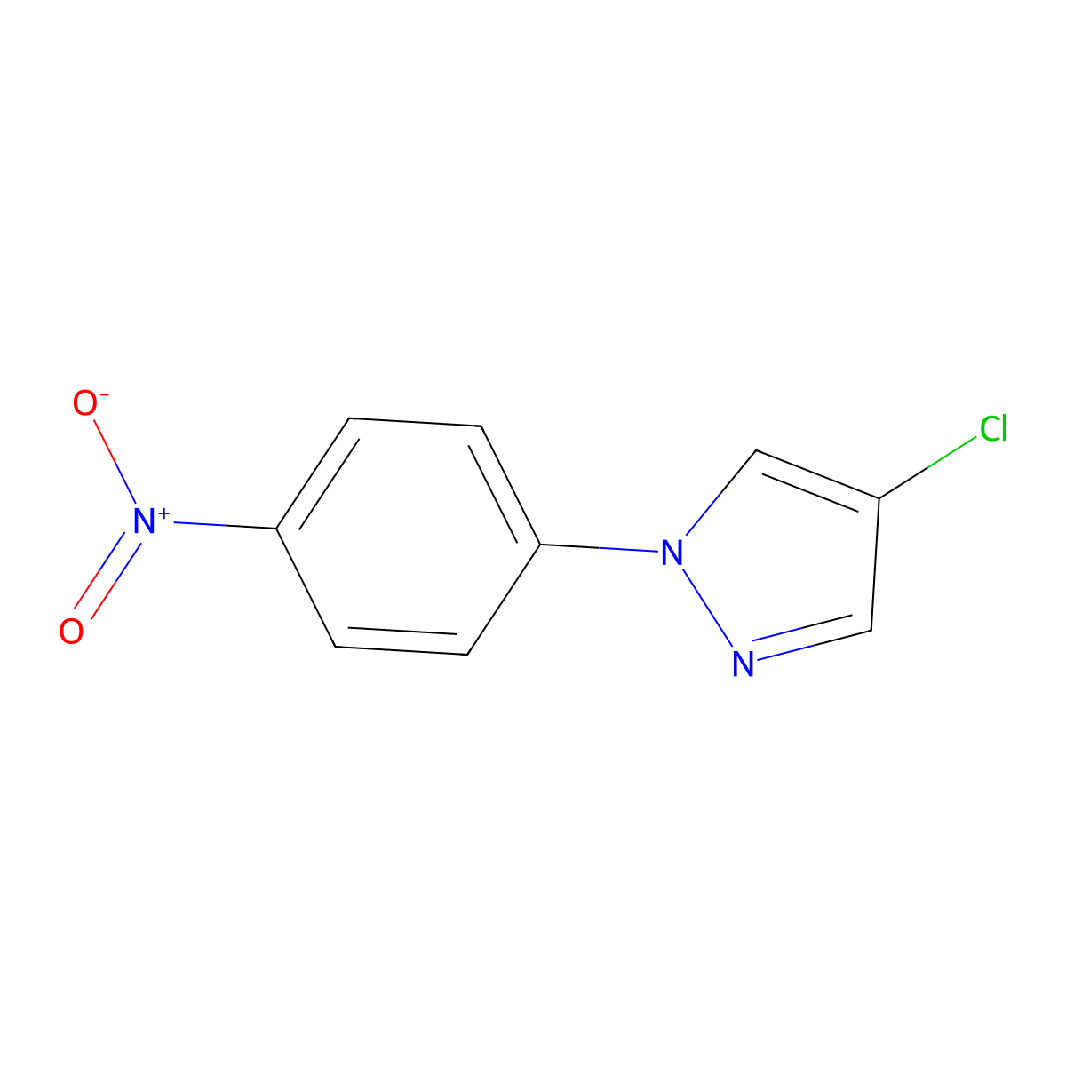 4-Chloro-1-(4-nitrophenyl)pyrazole molecular structure, CAS 65041-53-4