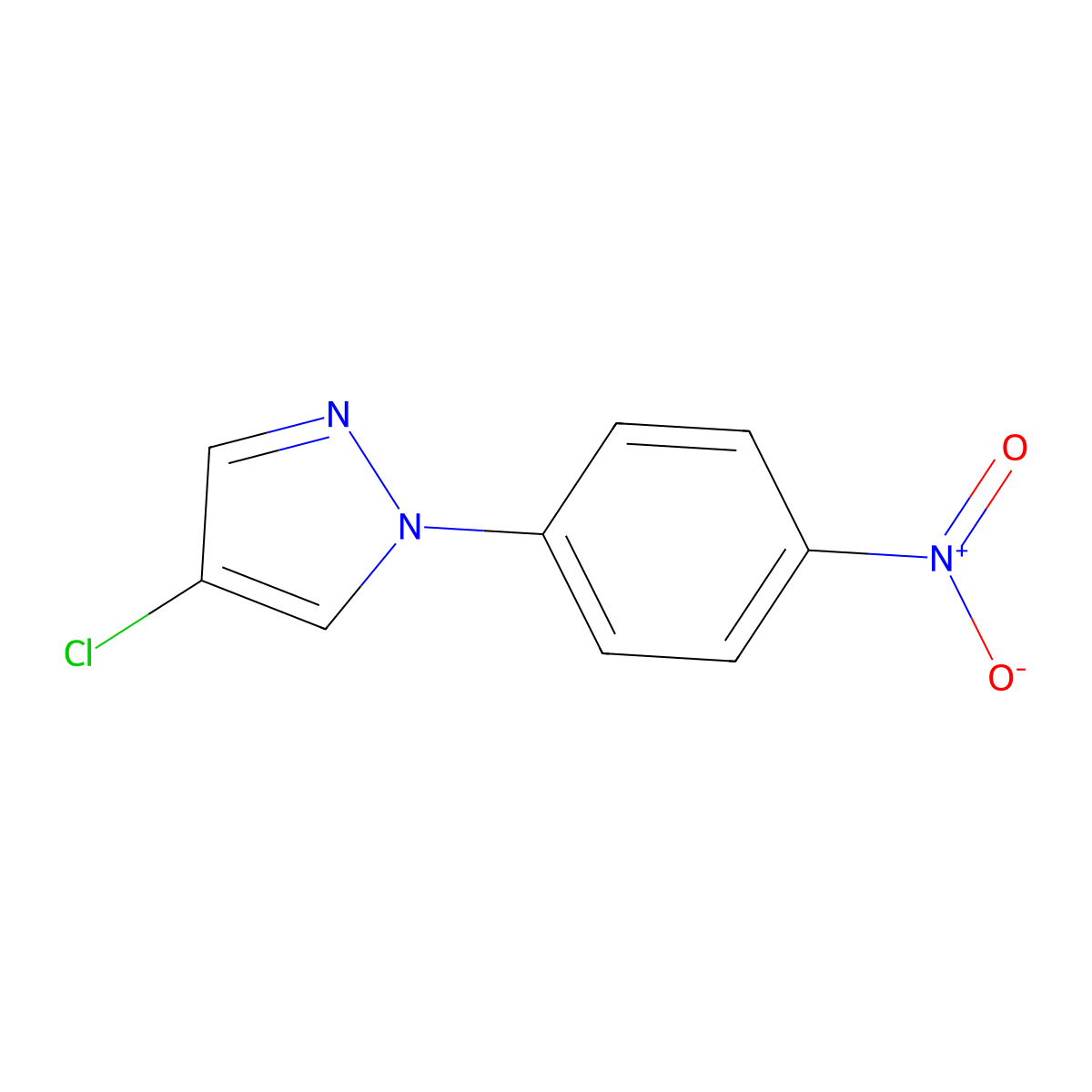 4-Chloro-1-(4-nitrophenyl)pyrazole molecular structure, CAS 65041-53-4