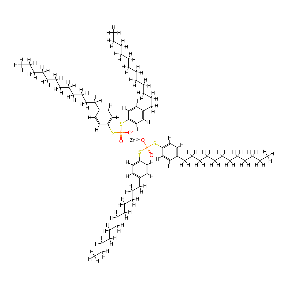 Zinc, bis(O,O-bis(4-dodecylphenyl) phosphorodithioato-kappaS,kappaS')-, (T-4)- molecular structure, CAS 65045-85-4