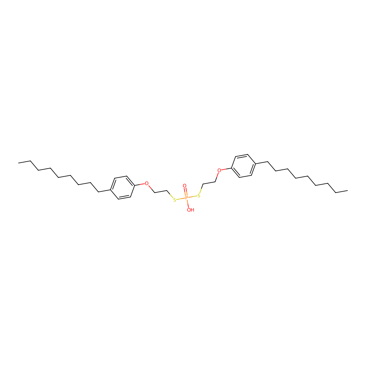 Ethanethiol, 2-(4-nonylphenoxy)-, 1,1'-(hydrogen phosphorodithioate) molecular structure, CAS 65045-86-5