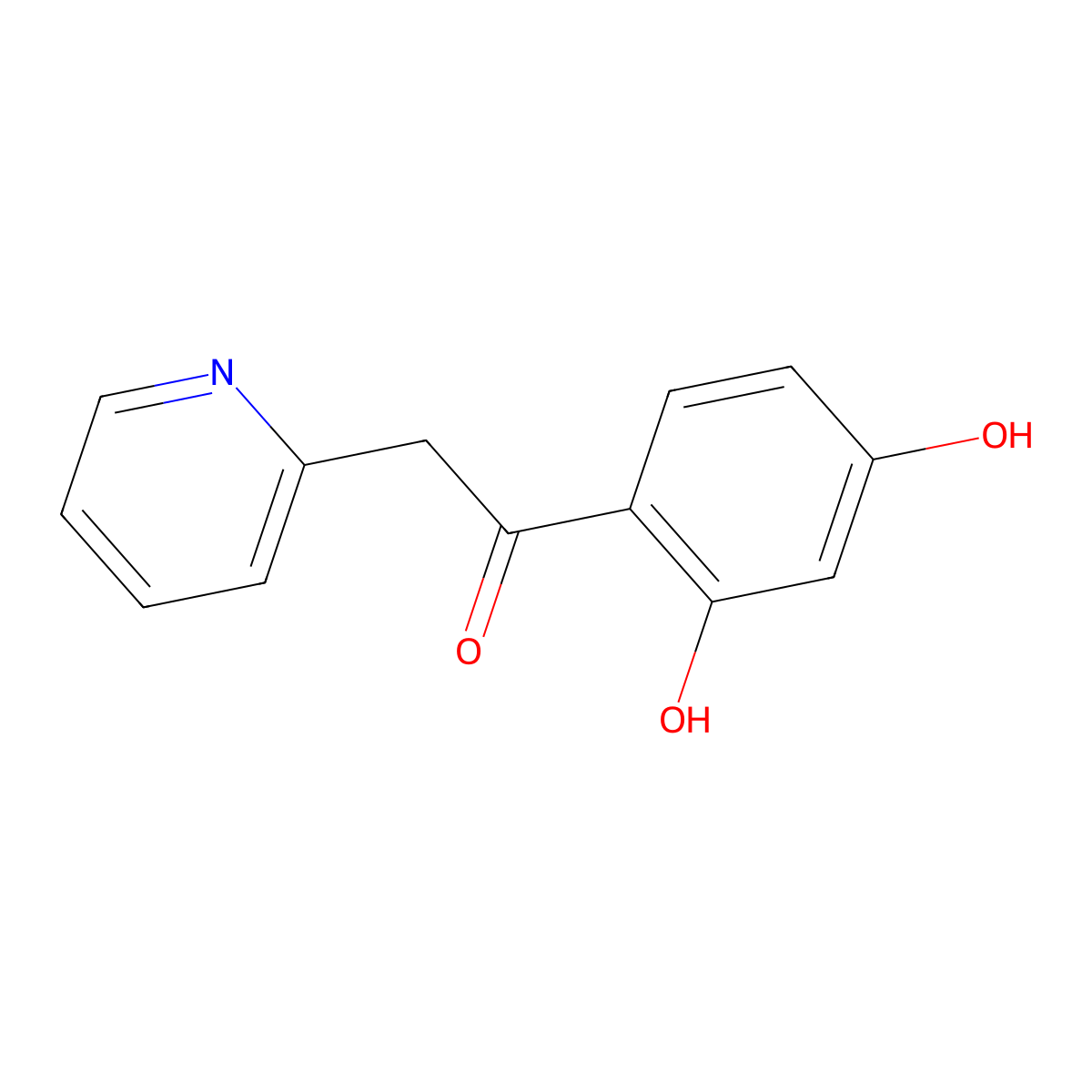 Ethanone, 1-(2,4-dihydroxyphenyl)-2-(2-pyridinyl)- molecular structure, CAS 65047-18-9