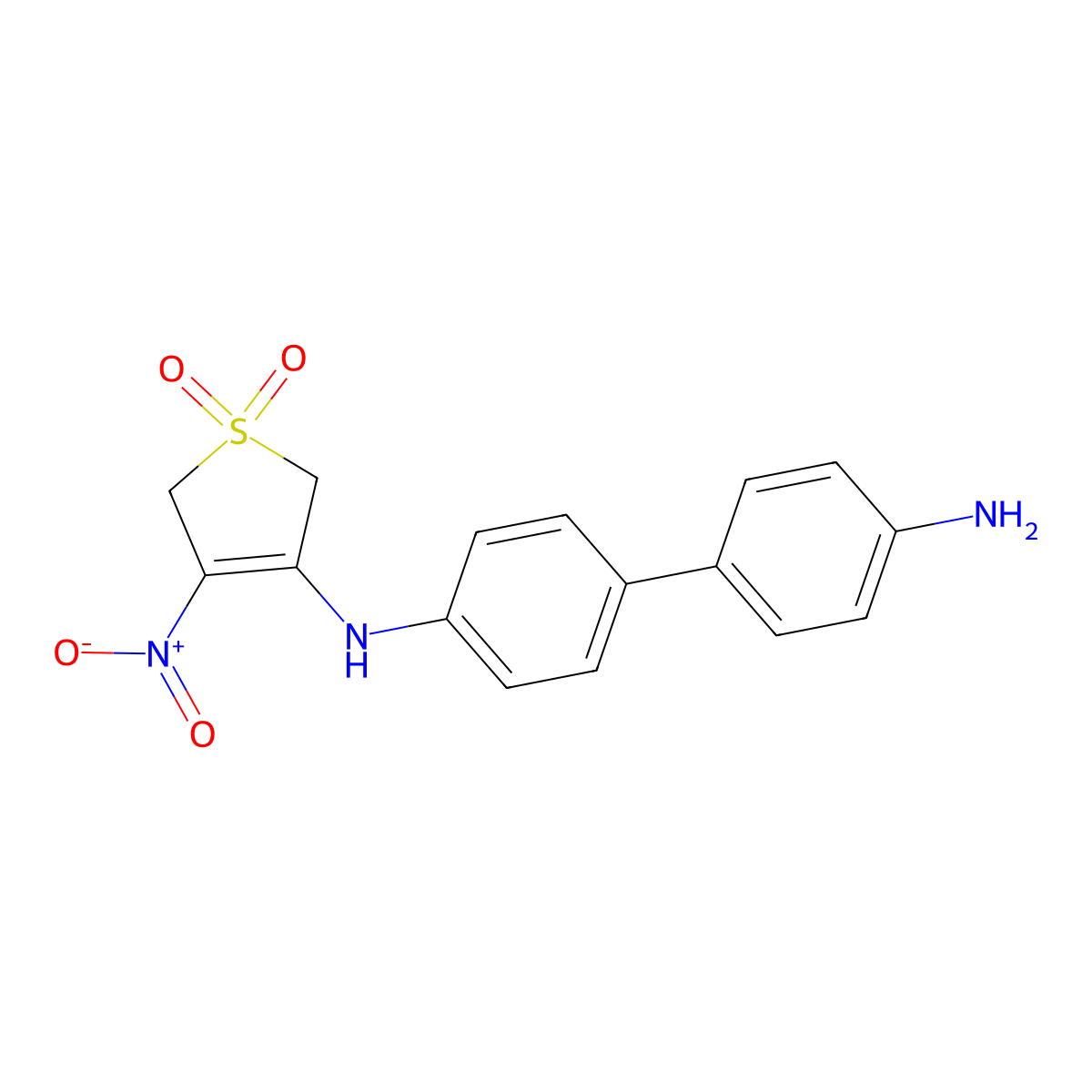 4-{[4-(4-Aminophenyl)phenyl]amino}-3-nitro-2,5-dihydrothiophene-1,1-dione molecular structure, CAS 6505-24-4