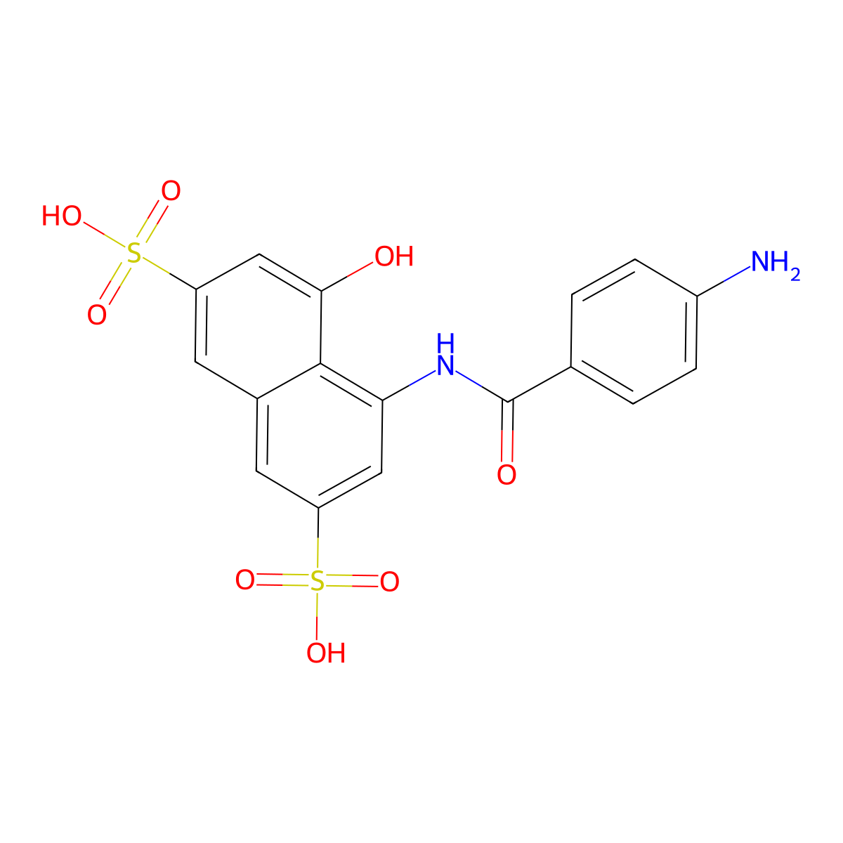 4-((4-Aminobenzoyl)amino)-5-hydroxynaphthalene-2,7-disulphonic acid molecular structure, CAS 6505-35-7