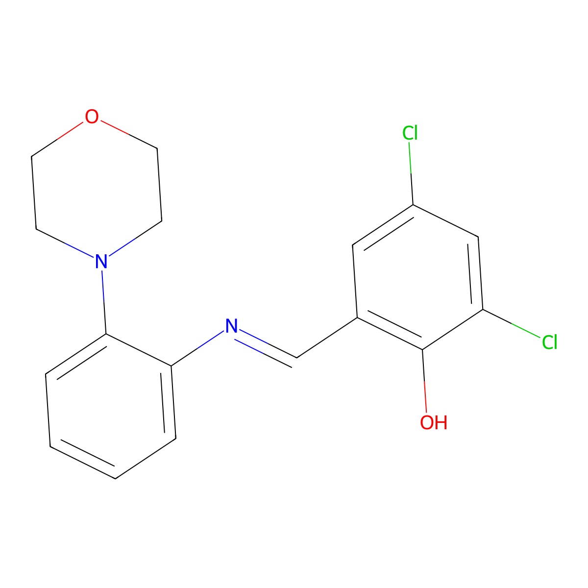 2,4-Dichloro-6-{[2-(morpholin-4-yl)anilino]methylidene}cyclohexa-2,4-dien-1-one molecular structure, CAS 6505-48-2