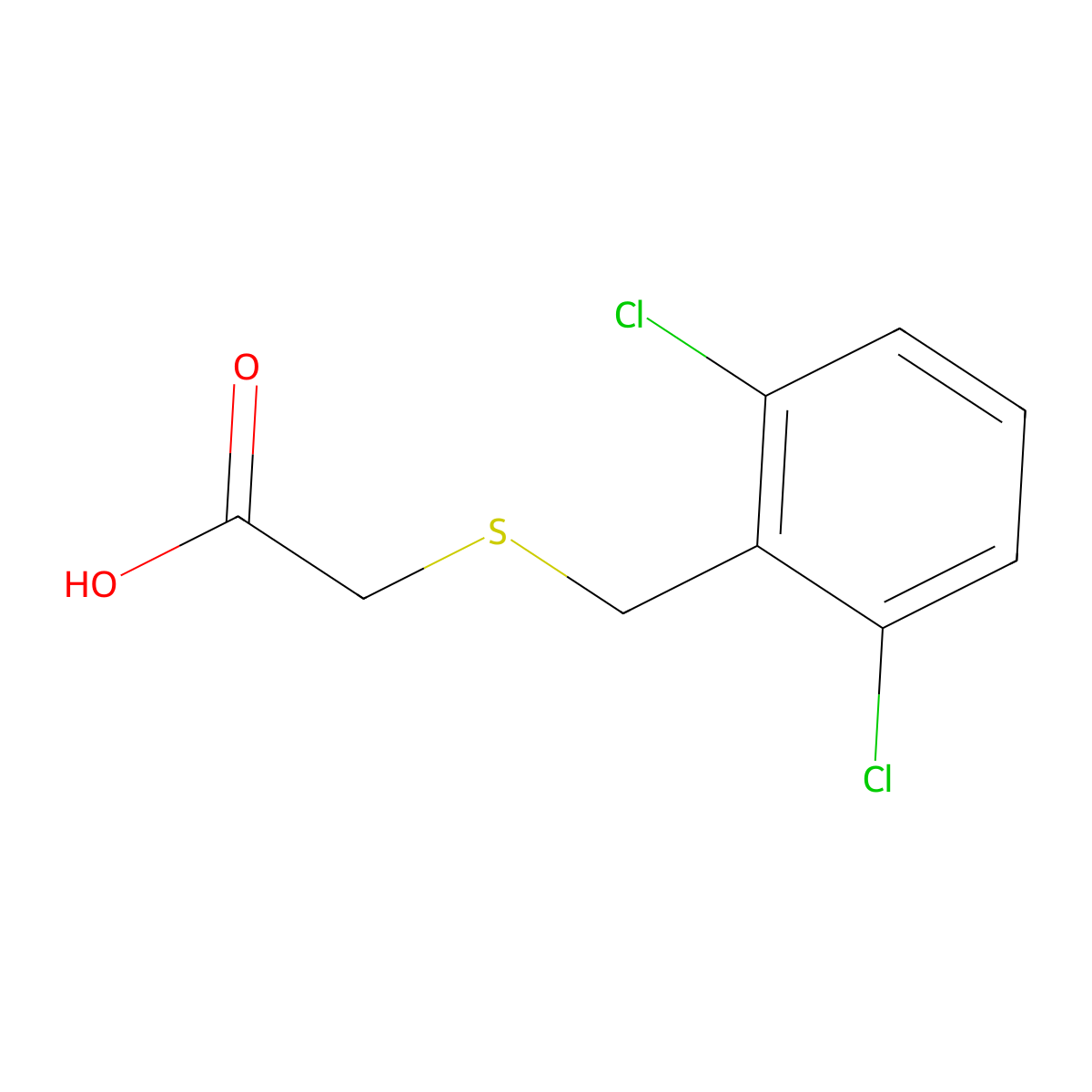 2-((2,6-Dichlorobenzyl)thio)acetic acid molecular structure, CAS 65051-35-6